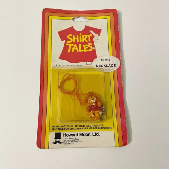 Vintage 1982 Shirt Tales The Tiger Plastic Necklace Hallmark Cards Damaged - Picture 1 of 15